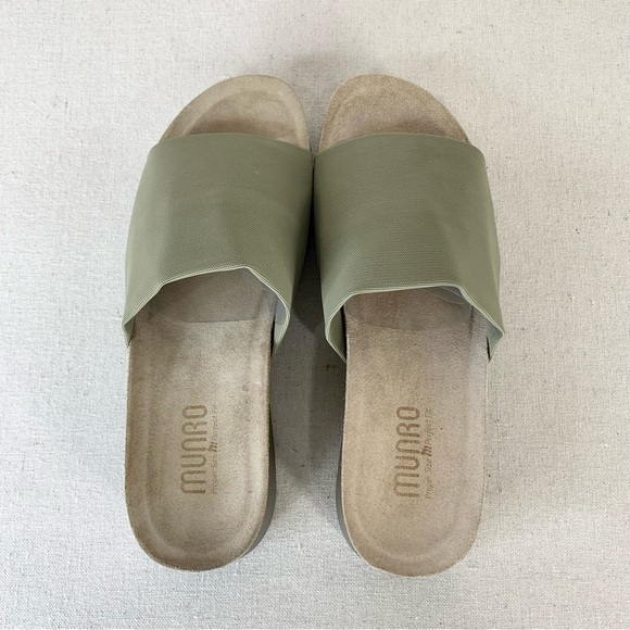 Munro Nalia Olive Green Stretch Fabric Platform Wedge Slide/Sandal - Size 9 - Picture 10 of 14